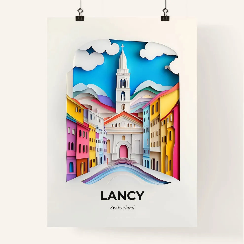 Vivid Lancy, Switzerland, Colorful Poster