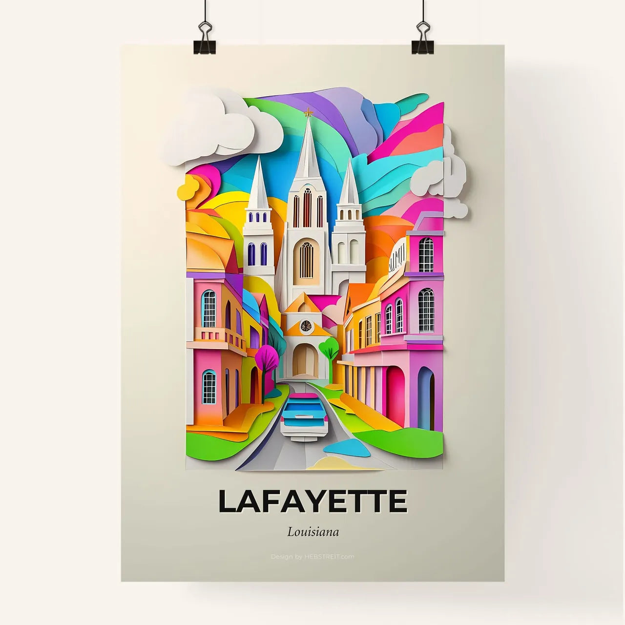 Vivid Lafayette, Louisiana, Colorful Poster