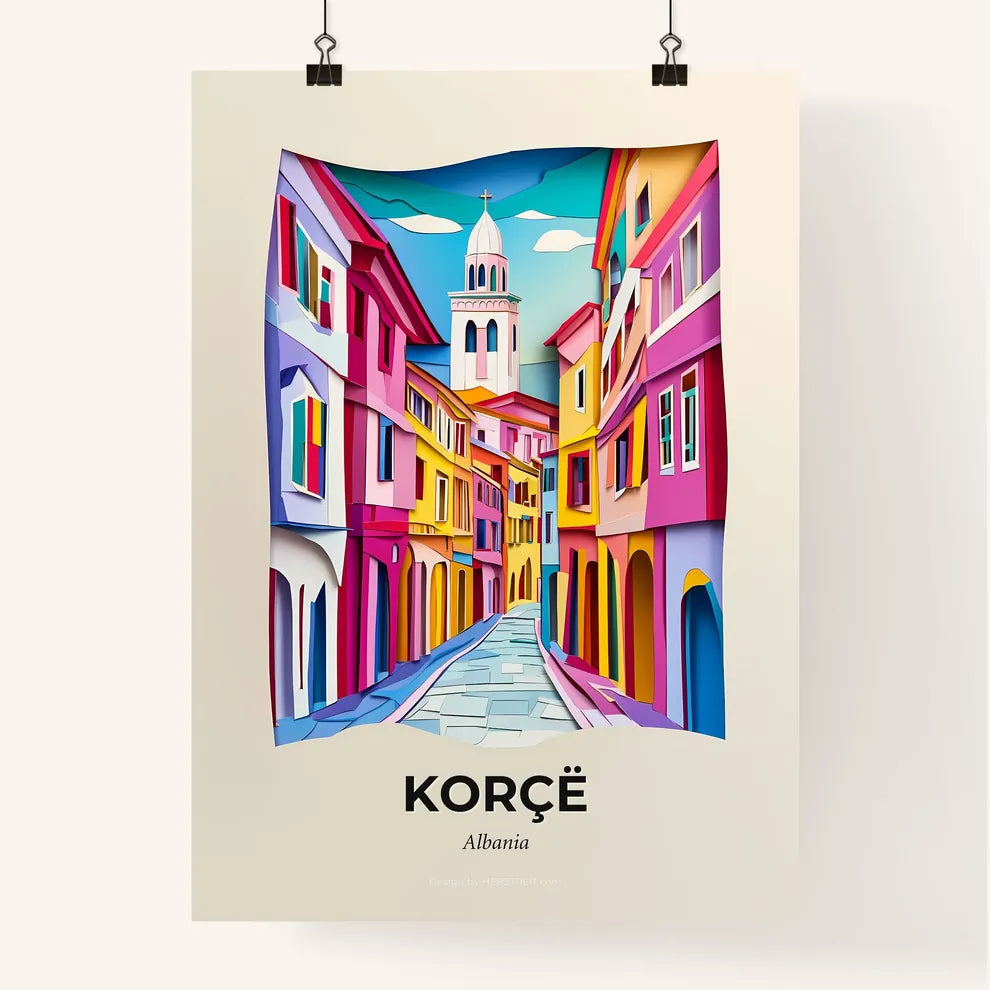 Vivid Korçë, Albania, Colorful Poster