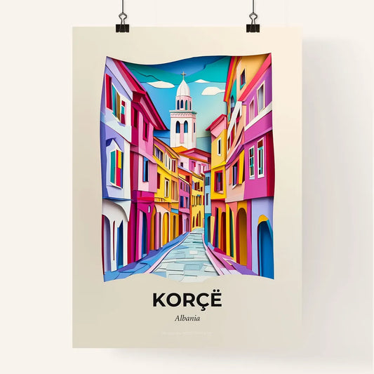 Vivid Korçë, Albania, Colorful Poster