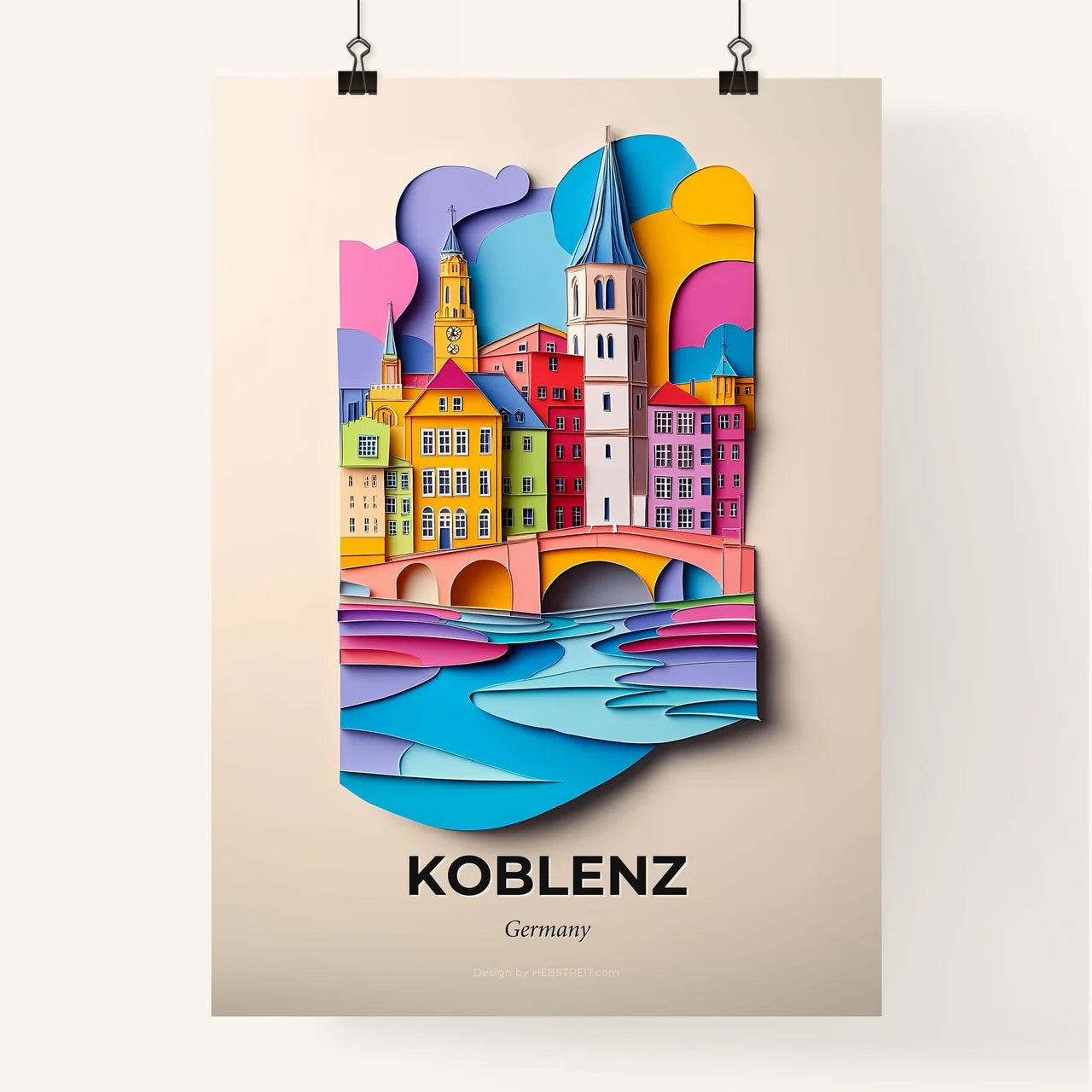 Vivid Koblenz, Germany, Colorful Poster