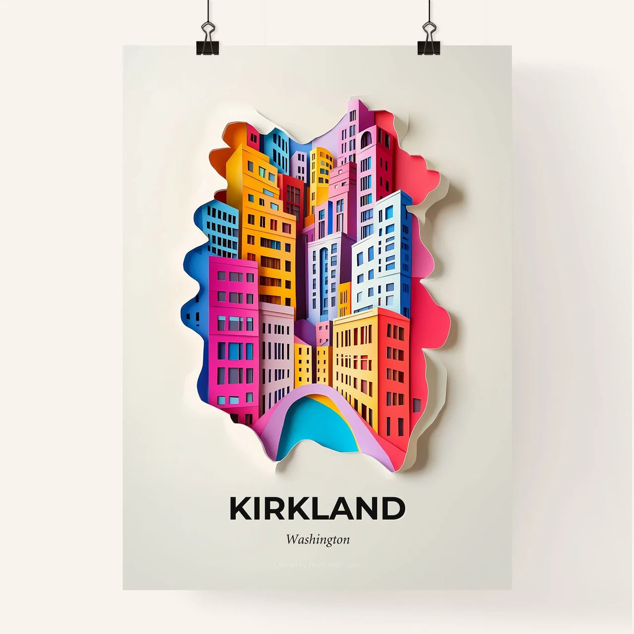 Vivid Kirkland, Washington, Colorful Poster
