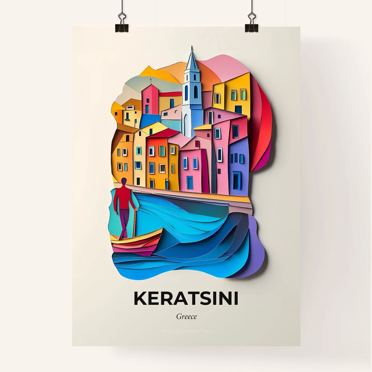 Vivid Keratsini, Greece, Colorful Poster