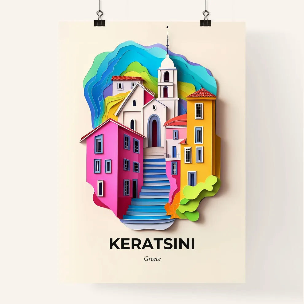 Vivid Keratsini, Greece, Colorful Poster