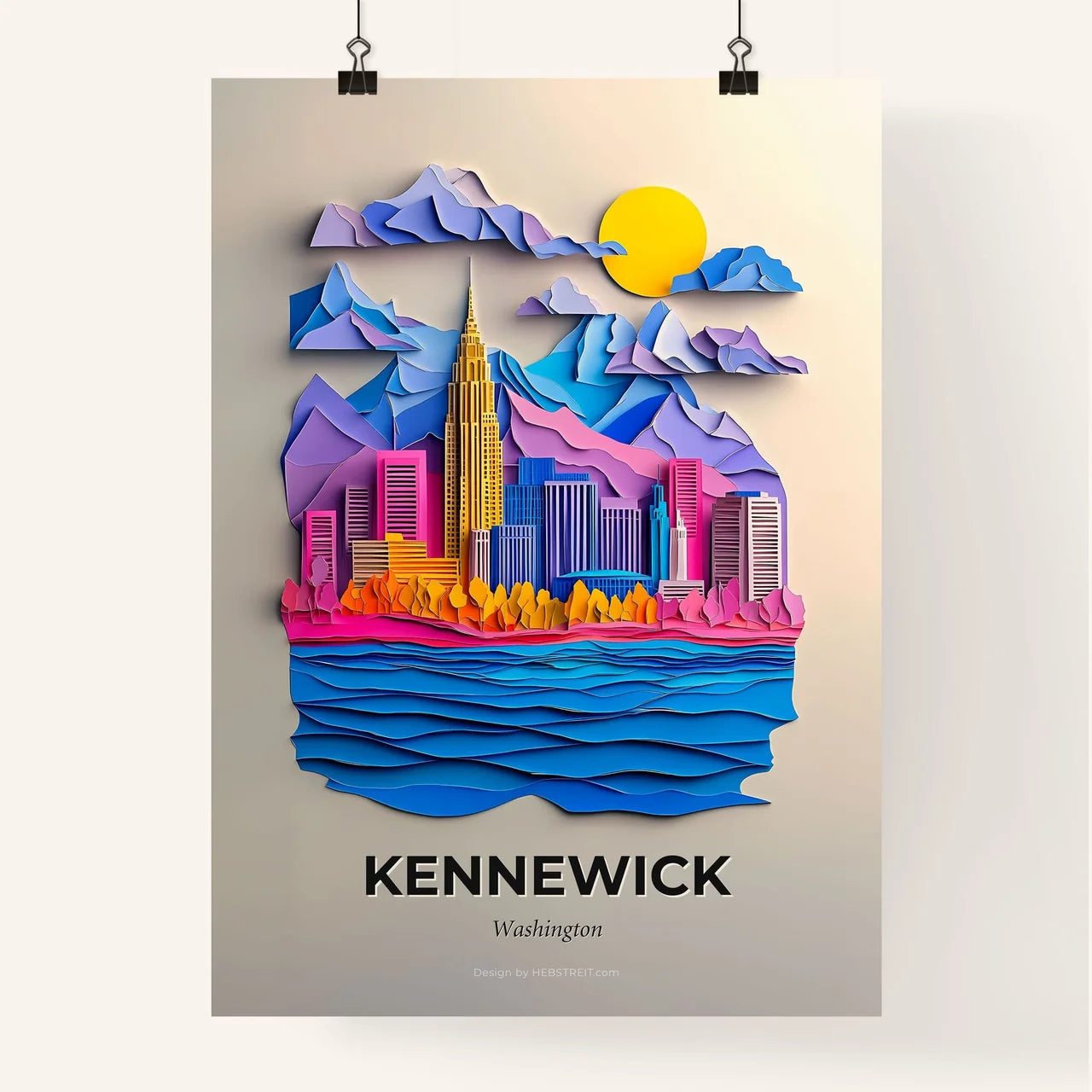 Vivid Kennewick, Washington, Colorful Poster