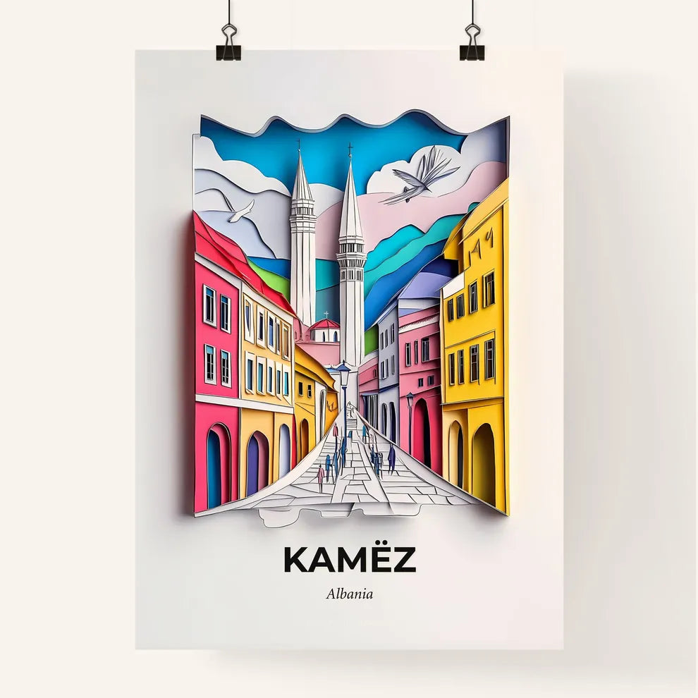 Vivid Kamëz, Albania, Colorful Poster