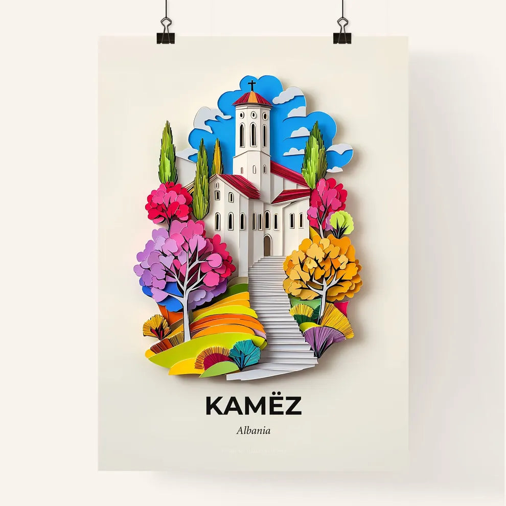 Vivid Kamëz, Albania, Colorful Poster