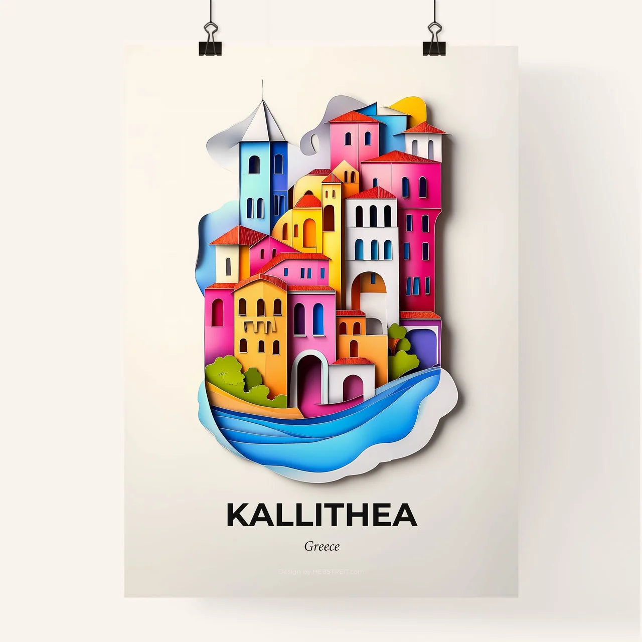 Vivid Kallithea, Greece, Colorful Poster