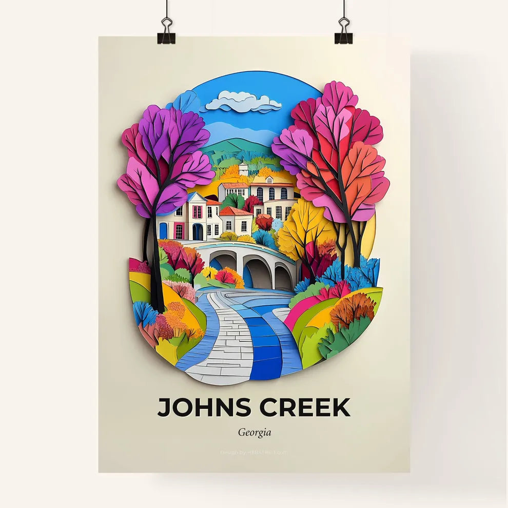 Vivid Johns Creek, Georgia, Colorful Poster