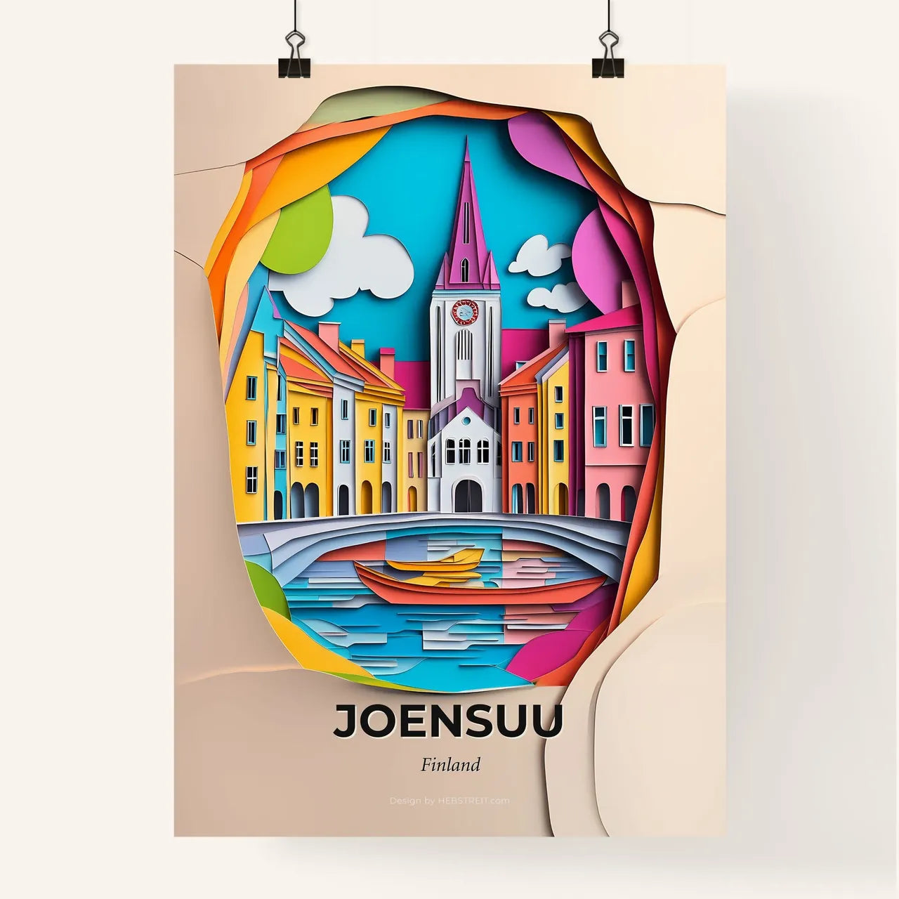 Vivid Joensuu, Finland, Colorful Poster