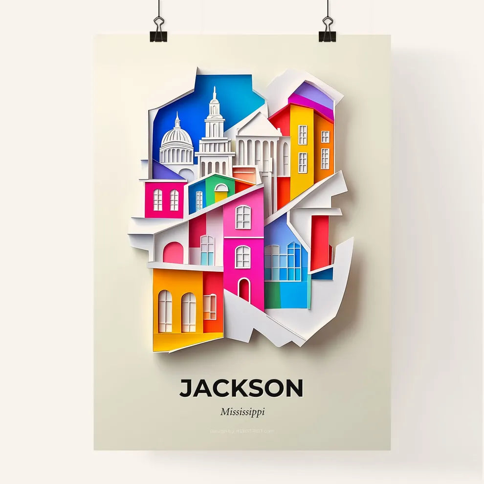 Vivid Jackson, Mississippi, Colorful Poster