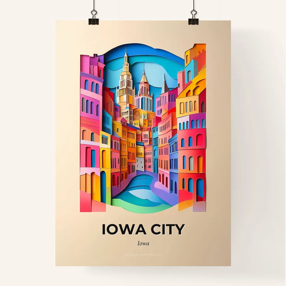 Vivid Iowa City, Iowa, Colorful Poster