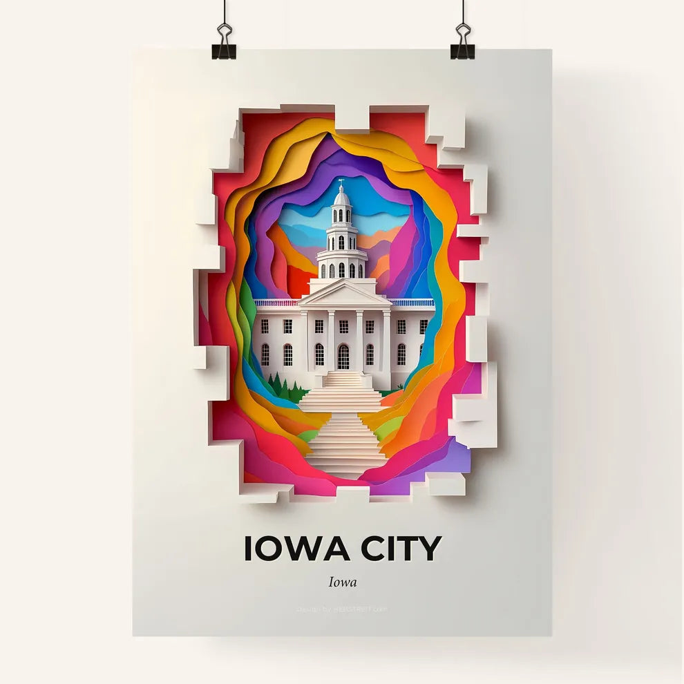 Vivid Iowa City, Iowa, Colorful Poster