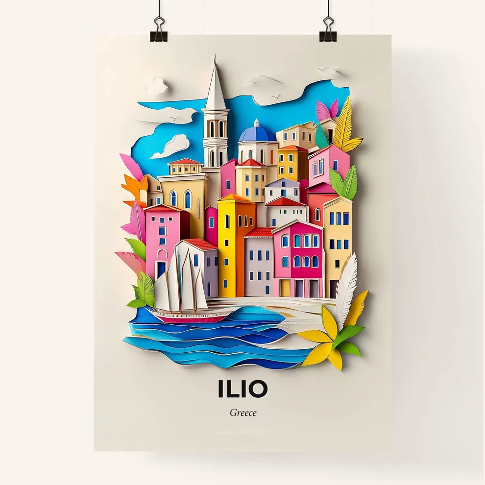 Vivid Ilio, Greece, Colorful Poster