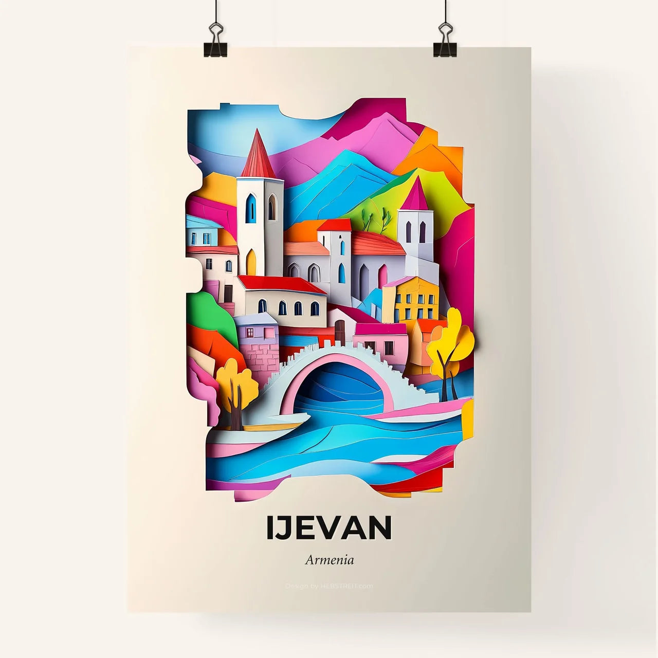 Vivid Ijevan, Armenia, Colorful Poster