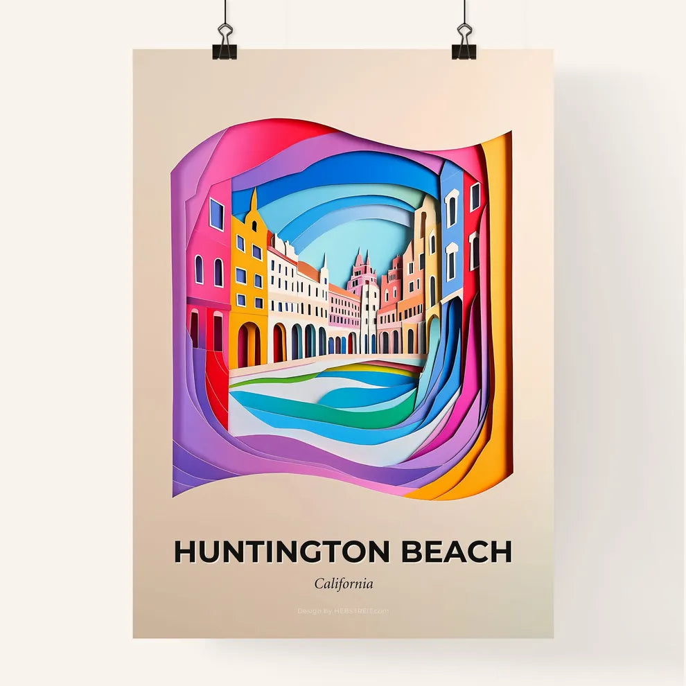 Vivid Huntington Beach, California, Colorful Poster