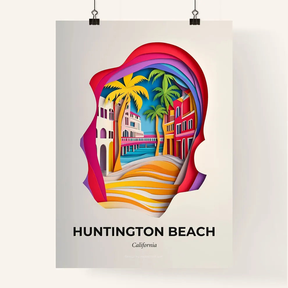 Vivid Huntington Beach, California, Colorful Poster