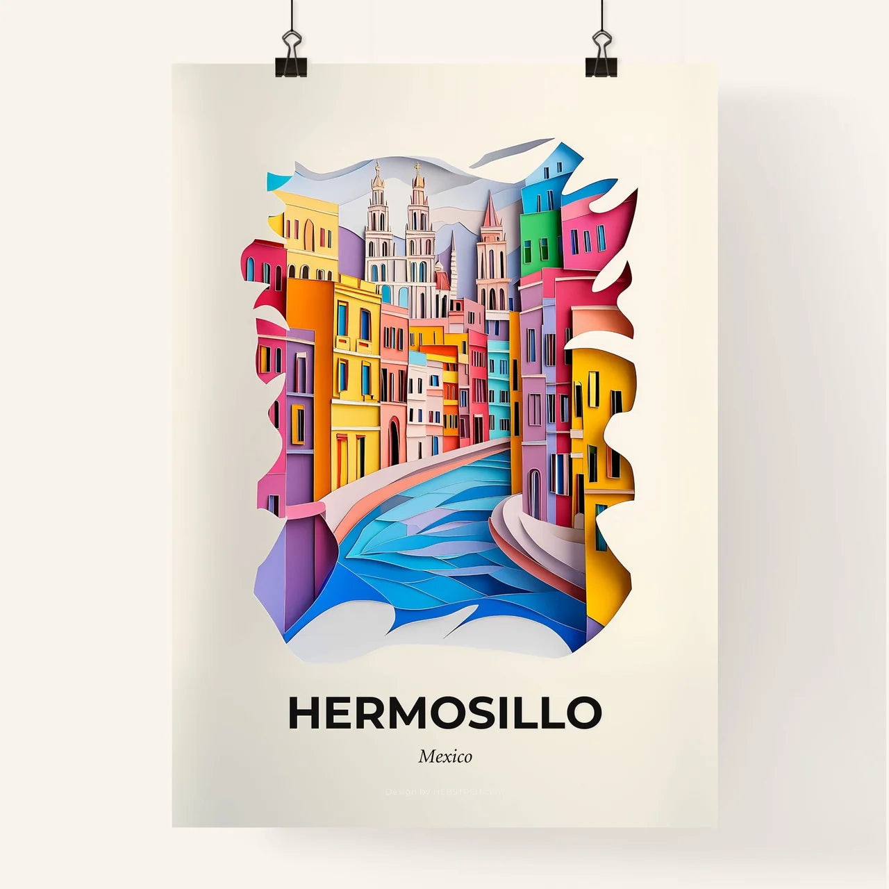 Vivid Hermosillo, Mexico, Colorful Poster