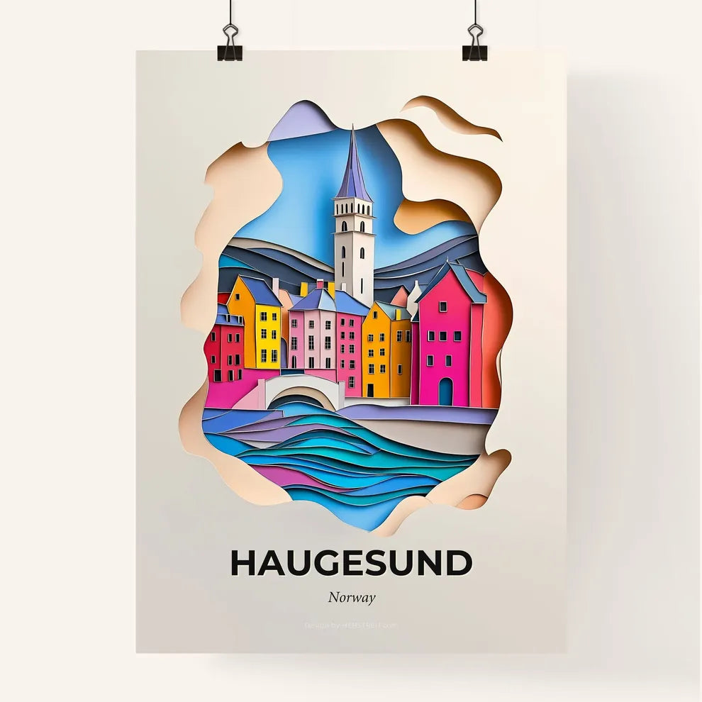 Vivid Haugesund, Norway, Colorful Poster