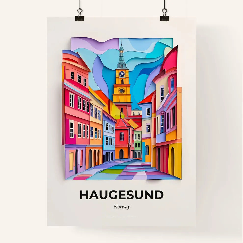 Vivid Haugesund, Norway, Colorful Poster