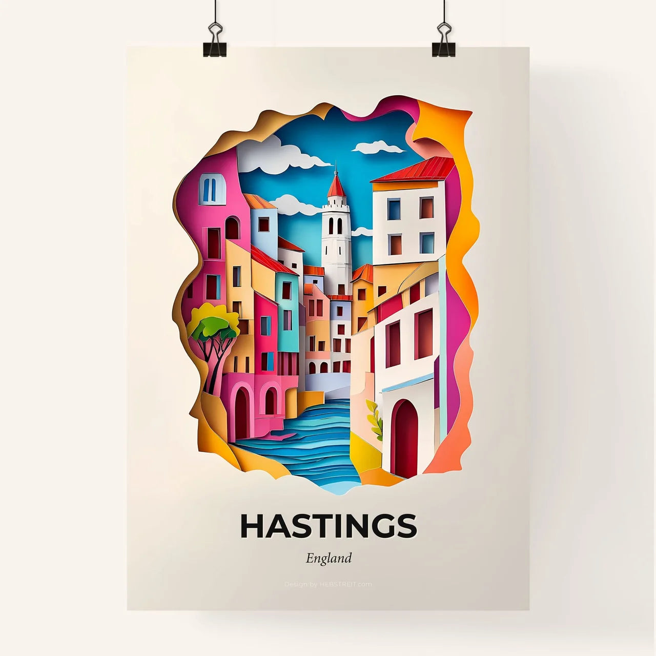 Vivid Hastings, England, Colorful Poster