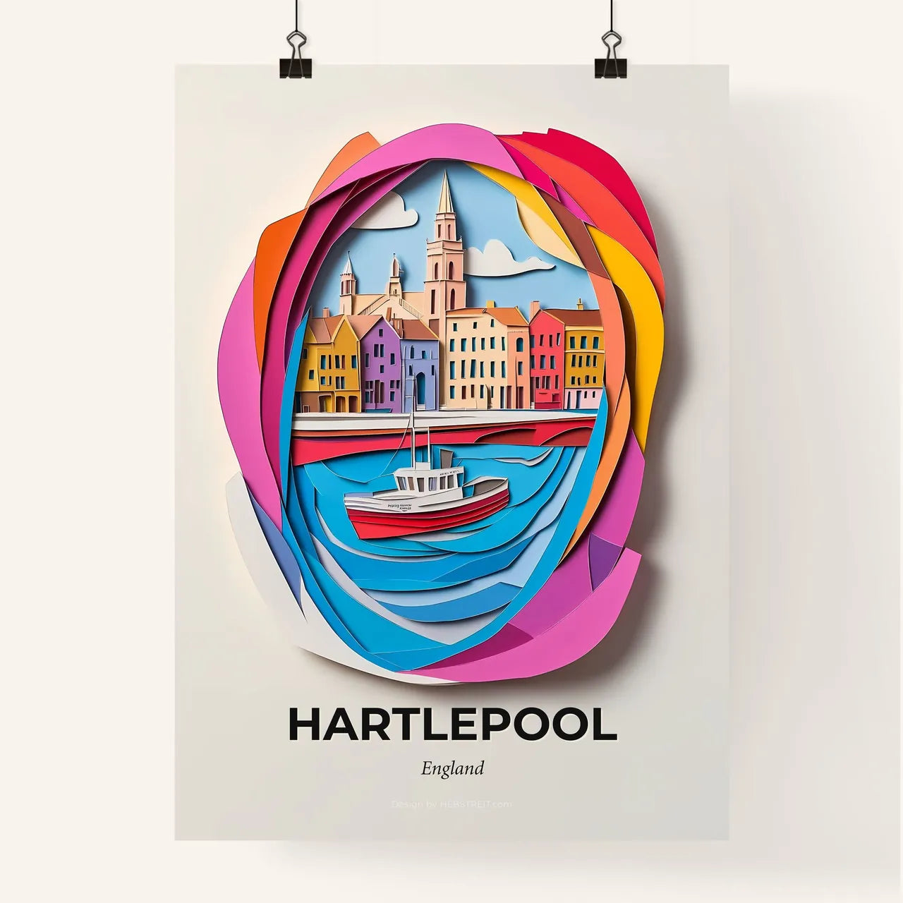 Vivid Hartlepool, England, Colorful Poster