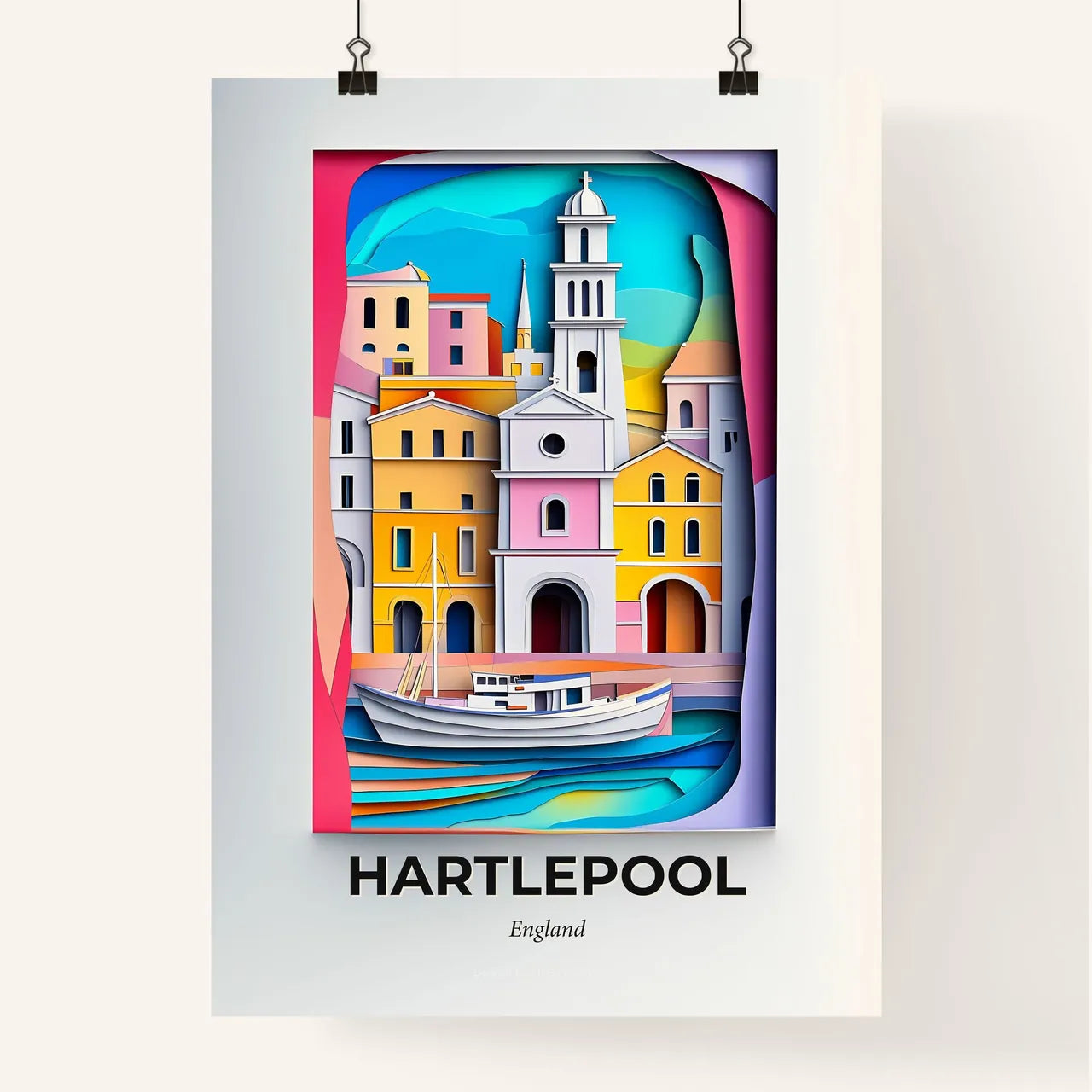 Vivid Hartlepool, England, Colorful Poster