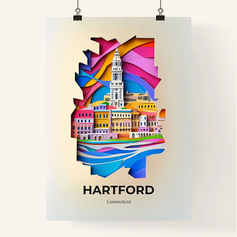 Vivid Hartford, Connecticut, Colorful Poster