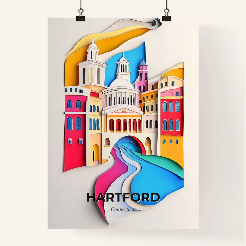 Vivid Hartford, Connecticut, Colorful Poster