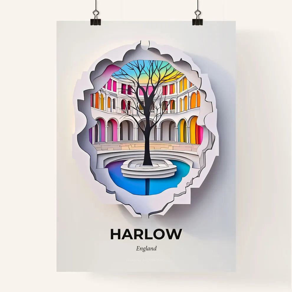 Vivid Harlow, England, Colorful Poster