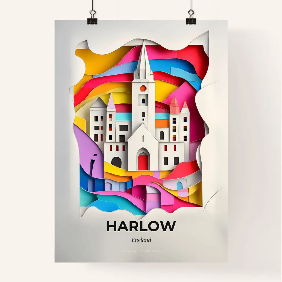 Vivid Harlow, England, Colorful Poster