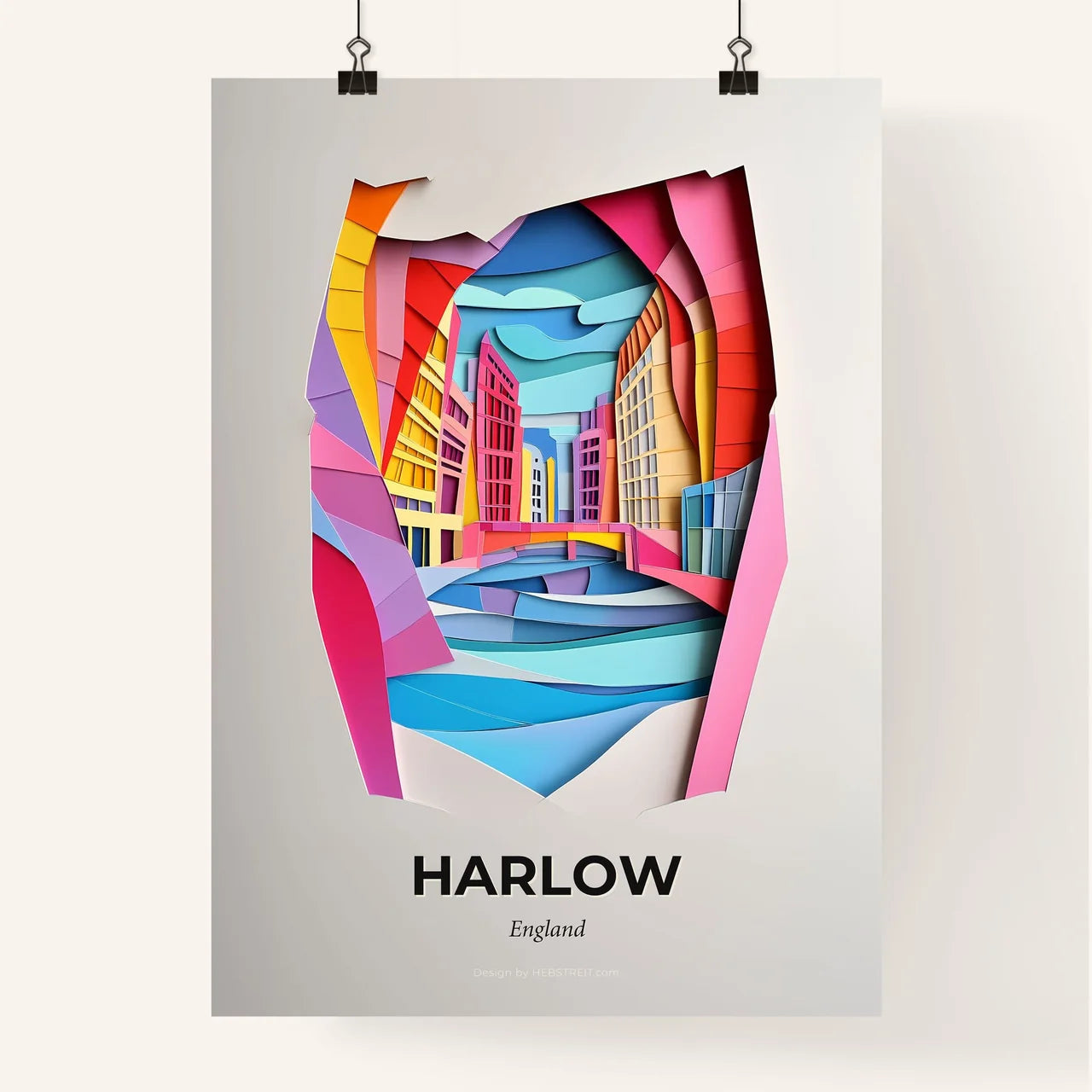 Vivid Harlow, England, Colorful Poster