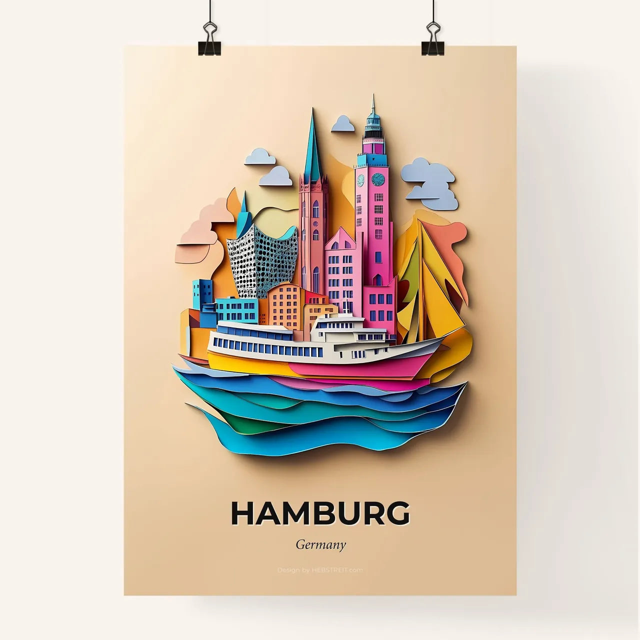 Vivid Hamburg, Germany, Colorful Poster