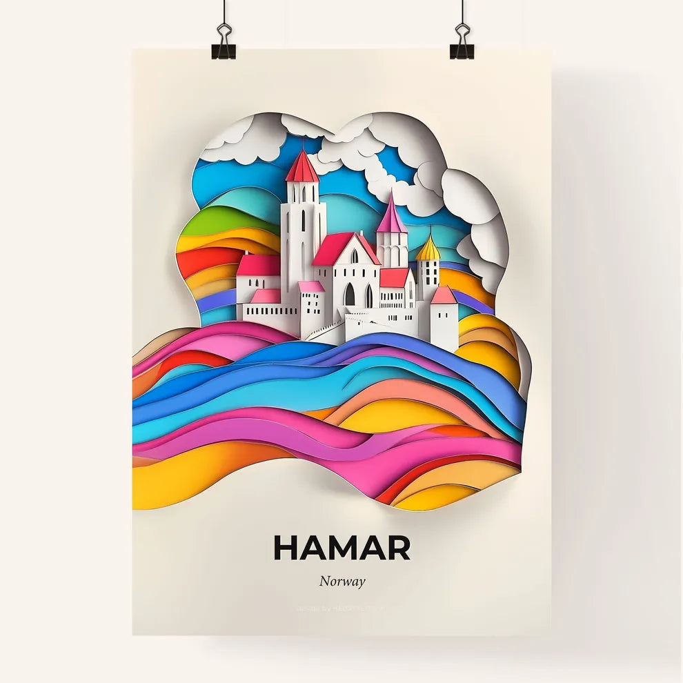 Vivid Hamar, Norway, Colorful Poster