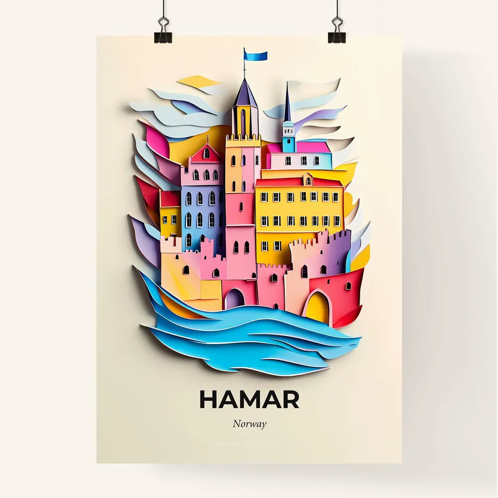 Vivid Hamar, Norway, Colorful Poster