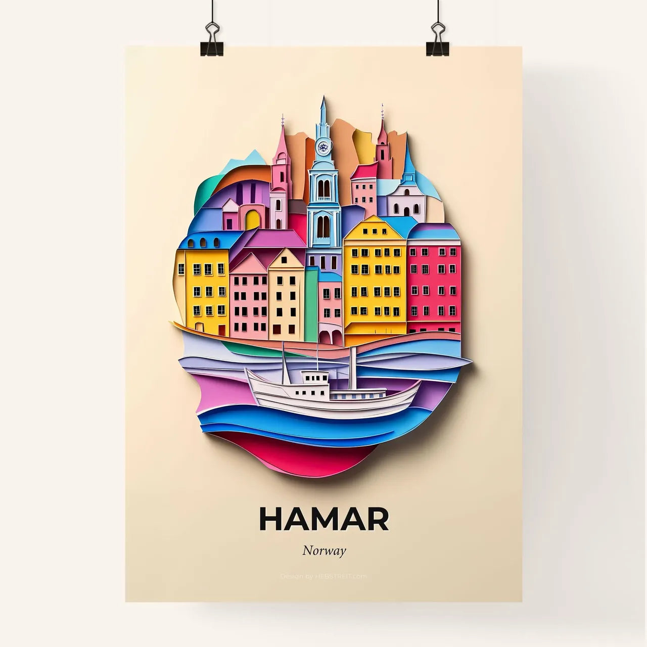 Vivid Hamar, Norway, Colorful Poster
