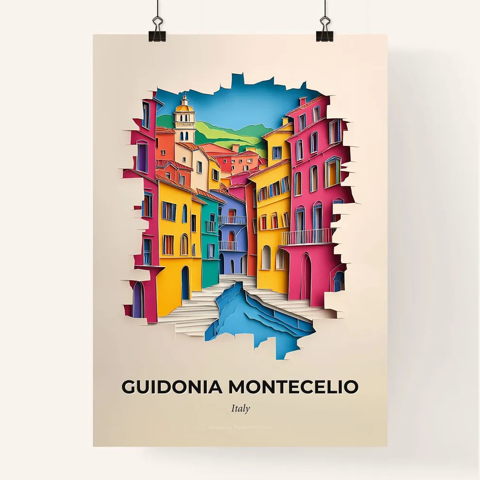 Vivid Guidonia Montecelio, Italy, Colorful Poster