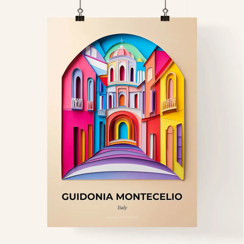 Vivid Guidonia Montecelio, Italy, Colorful Poster