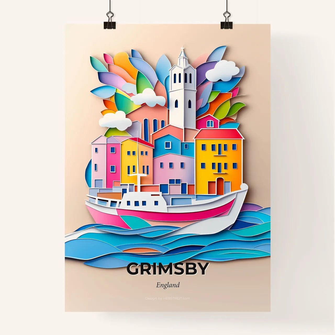 Vivid Grimsby, England, Colorful Poster