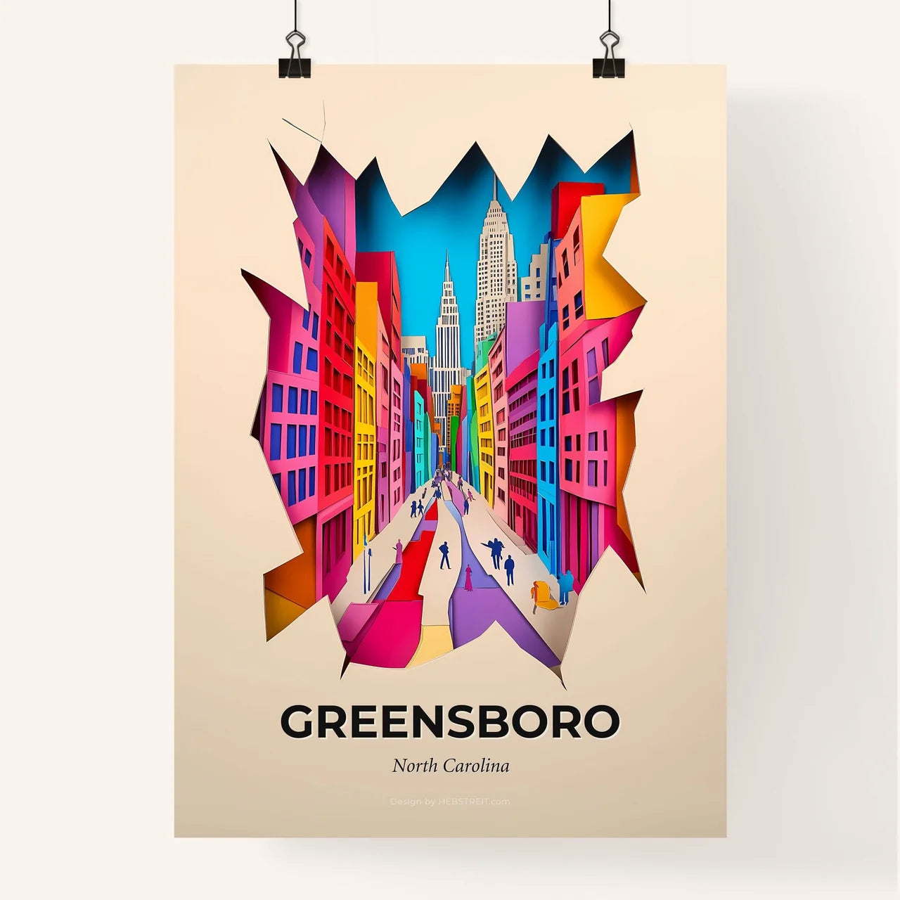 Vivid Greensboro, North Carolina, Colorful Poster