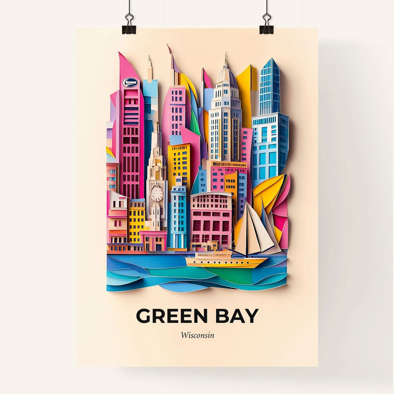 Vivid Green Bay, Wisconsin, Colorful Poster
