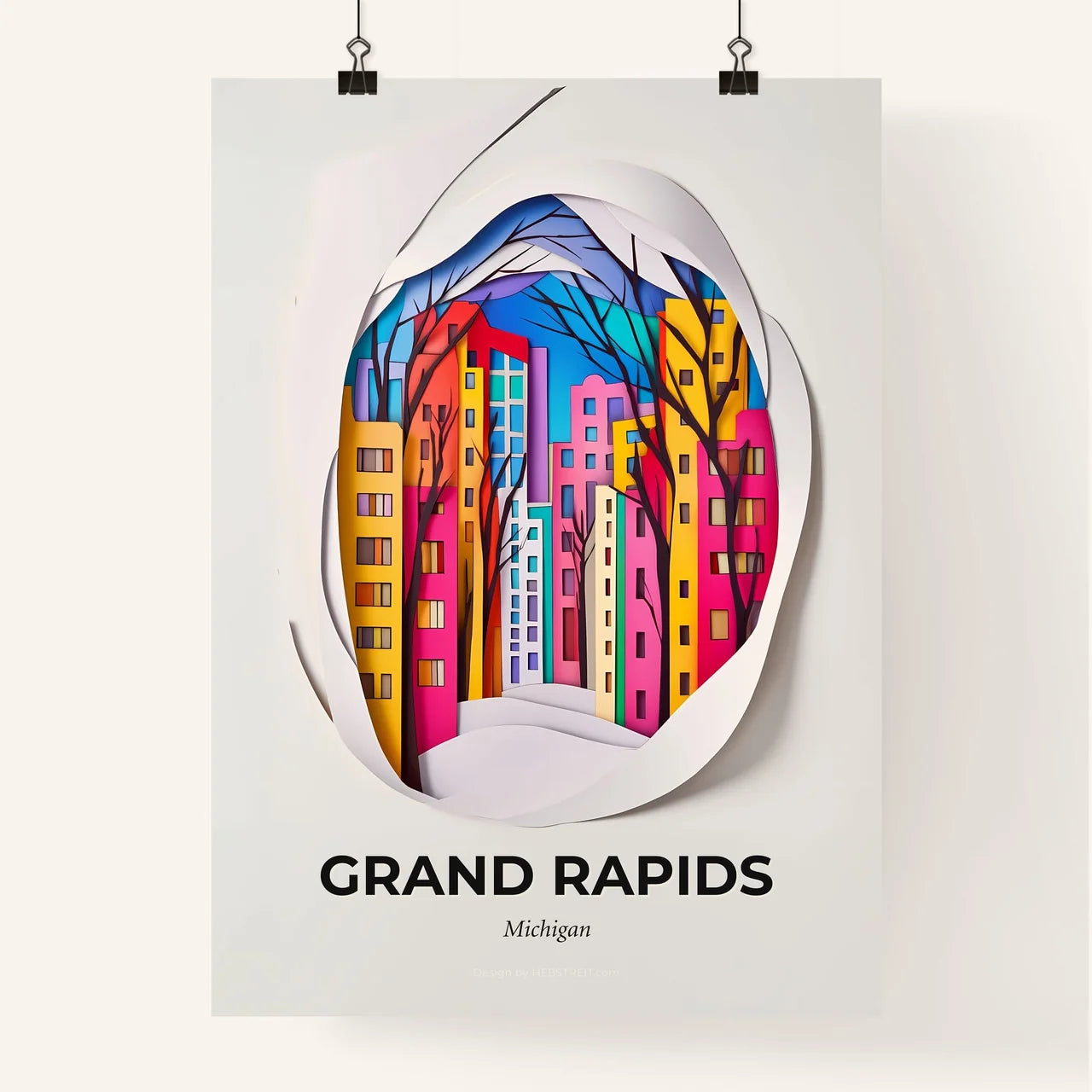Vivid Grand Rapids, Michigan, Colorful Poster