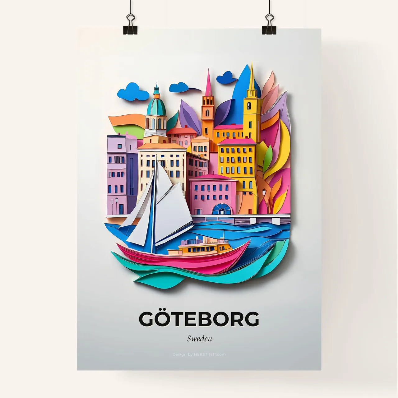 Vivid Gothenburg, Sweden, Colorful Poster