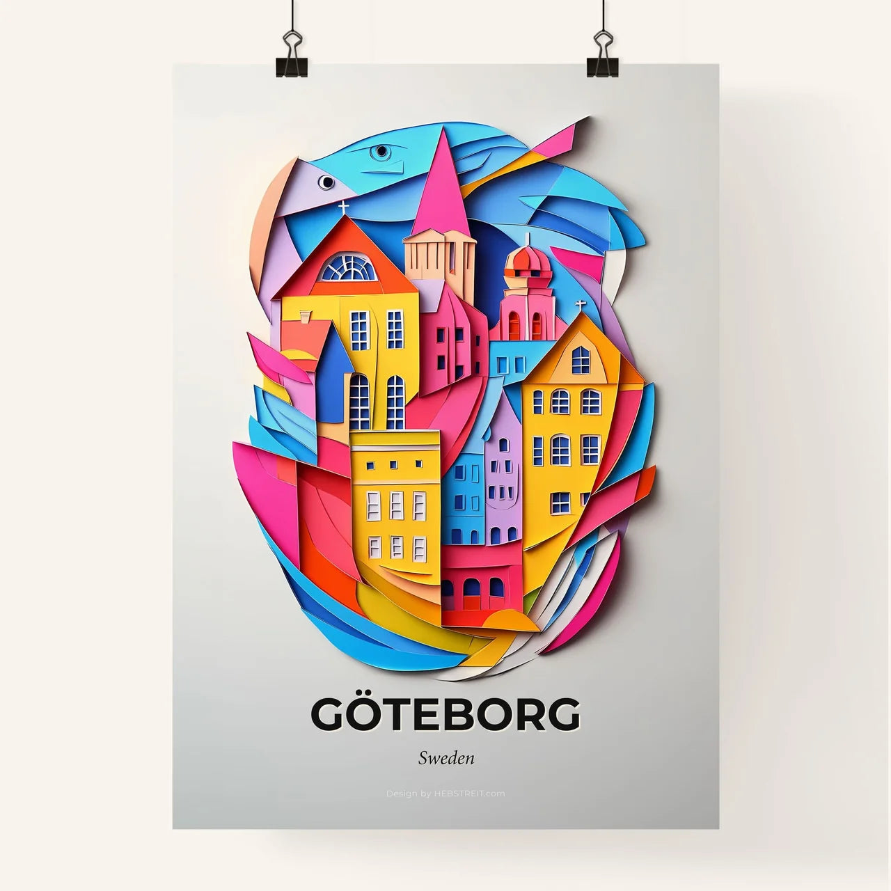 Vivid Gothenburg, Sweden, Colorful Poster