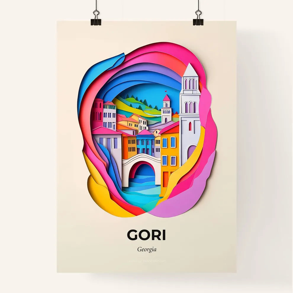 Vivid Gori, Georgia, Colorful Poster