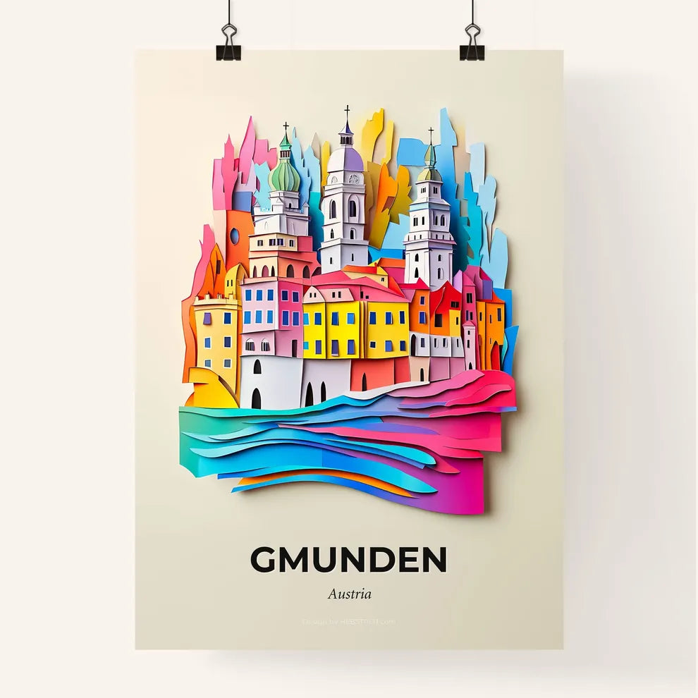 Vivid Gmunden, Austria, Colorful Poster