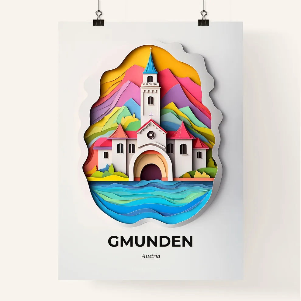 Vivid Gmunden, Austria, Colorful Poster