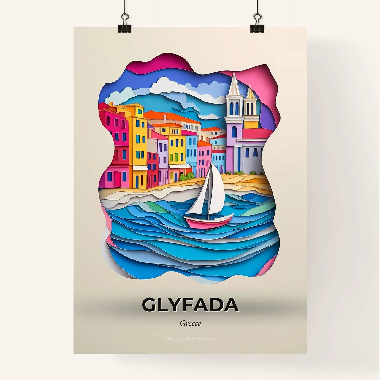 Vivid Glyfada, Greece, Colorful Poster