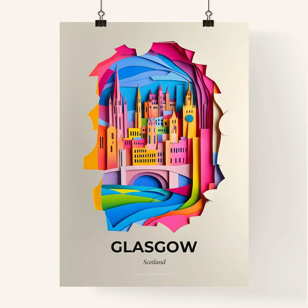Vivid Glasgow, Scotland, Colorful Poster