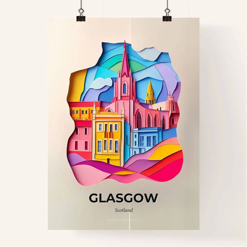 Vivid Glasgow, Scotland, Colorful Poster